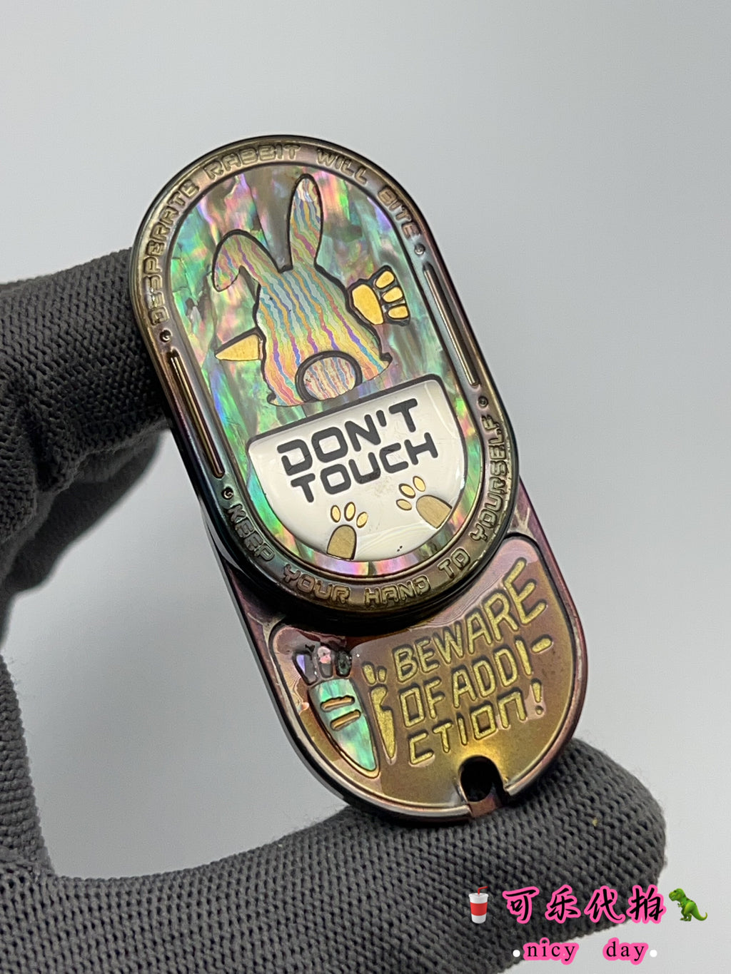 Groove Zirconium Engraved Oil Slick