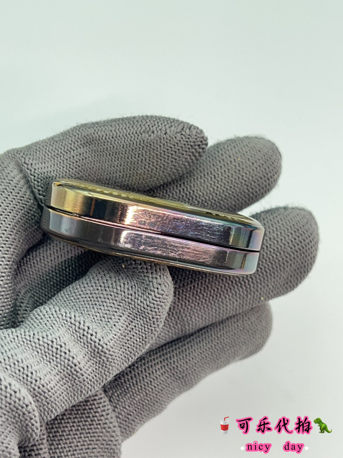 Groove Zirconium Engraved Oil Slick