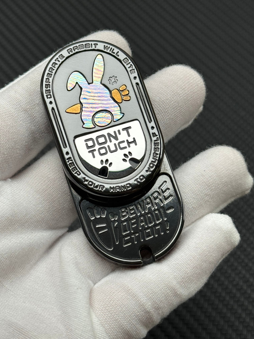 Grumpy Rabbit Rhythm Zirconium Engraved