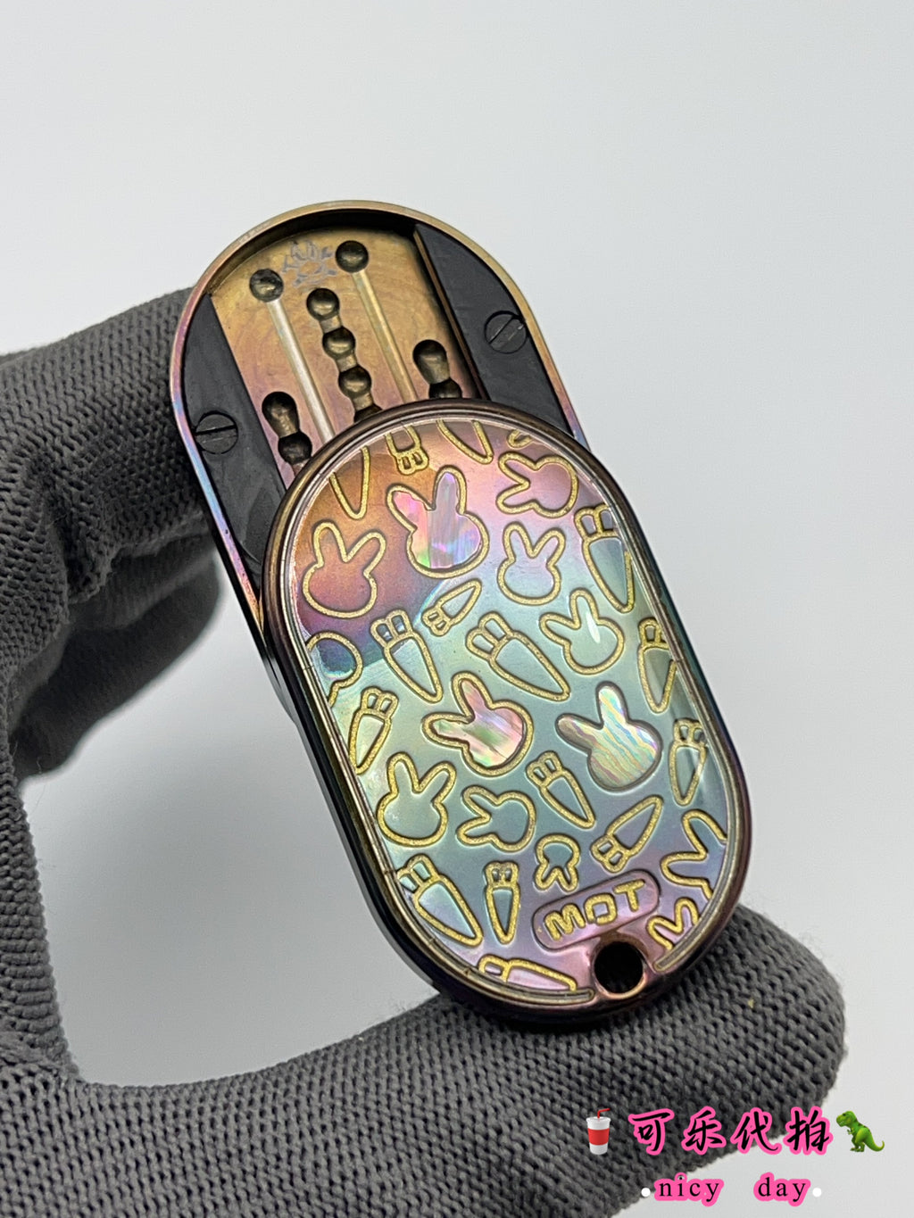 Groove Zirconium Engraved Oil Slick